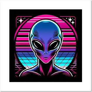 Synthwave alien Posters and Art